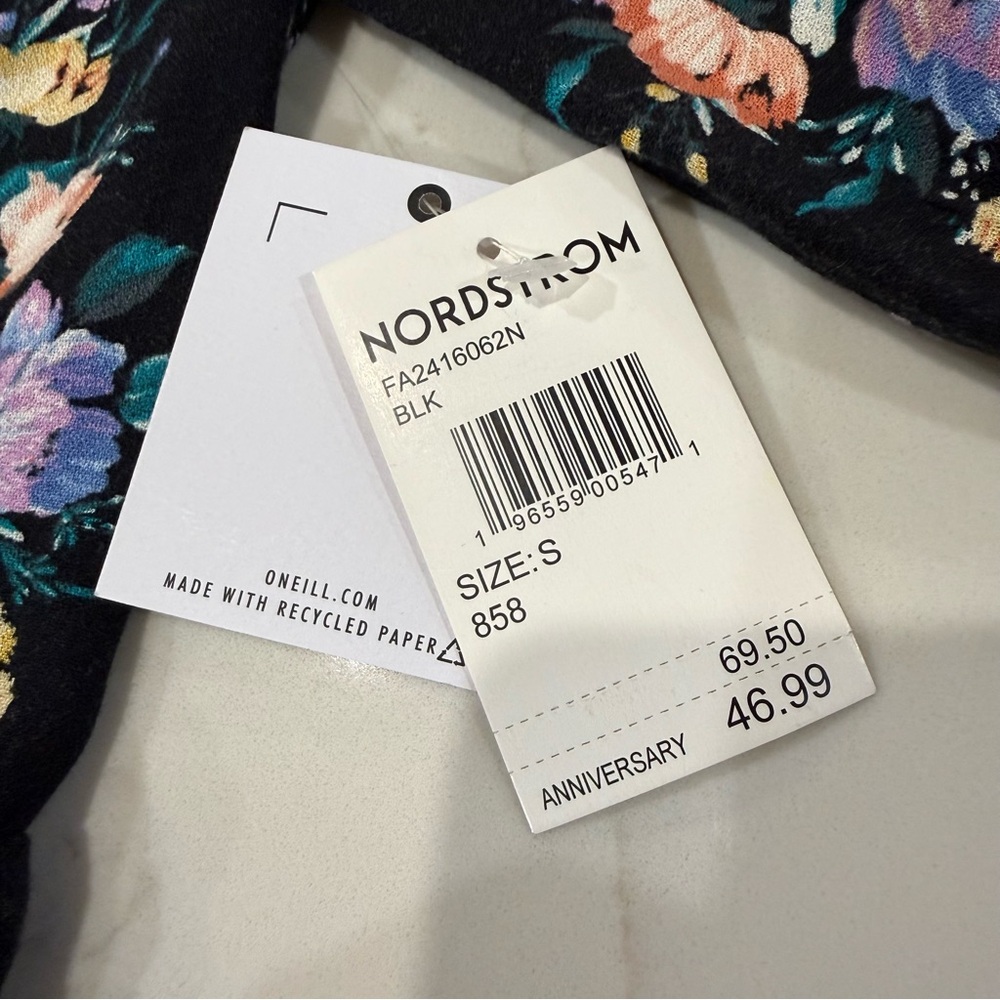 O’Neill NWT Alta Midi Floral Open Back Dress Women’s Small Black/Multi Romantic - Picture 8 of 14